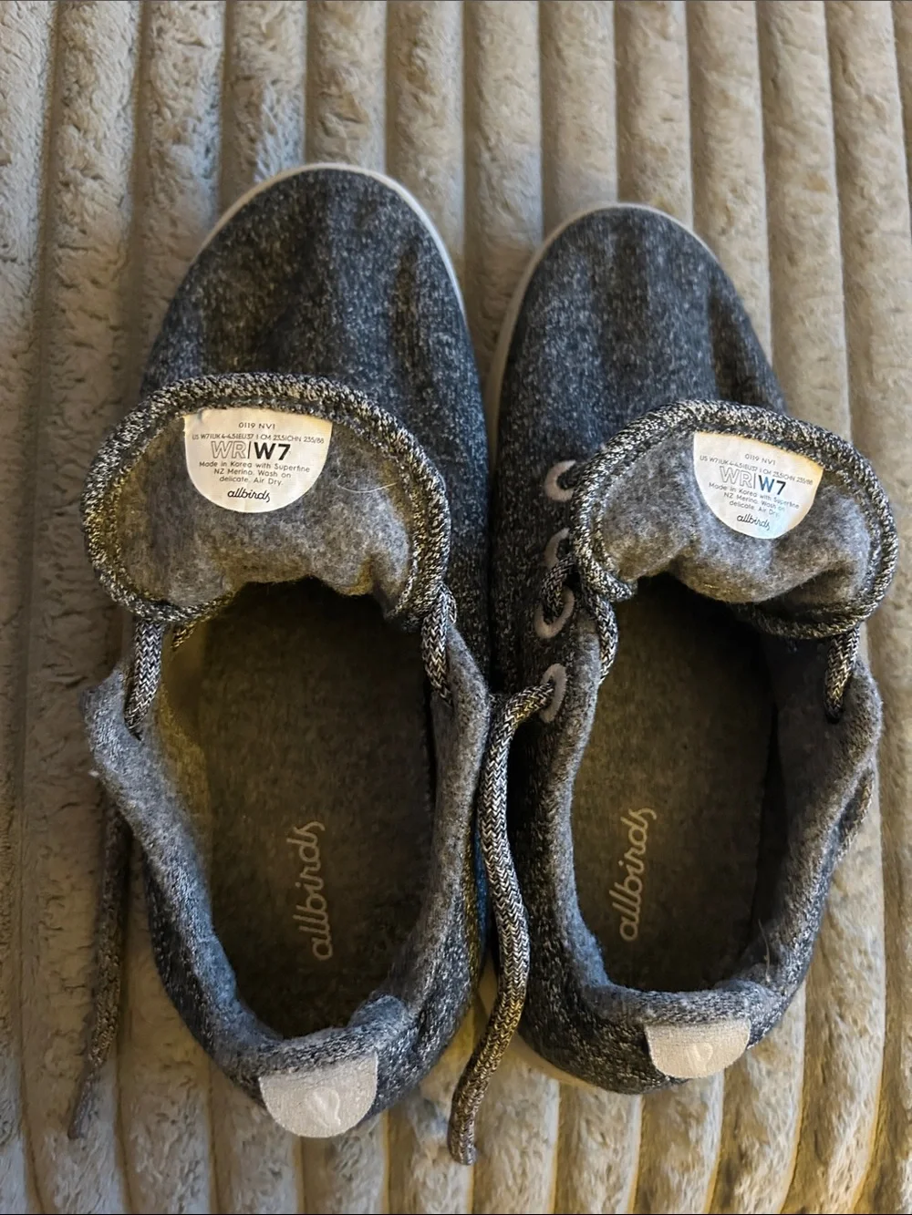 Allbirds Women's Grey Running Shoes Trainers Size 7 Charcoal Good Condition